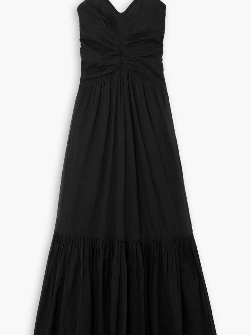 giana ruched cotton-voile maxi dress