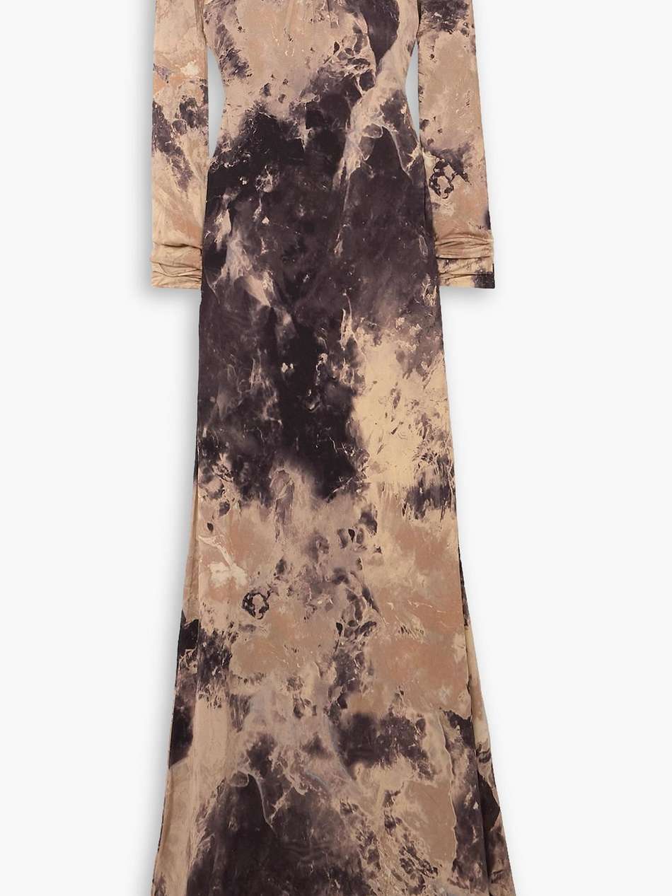 etta cutout embellished printed stretch-jersey gown