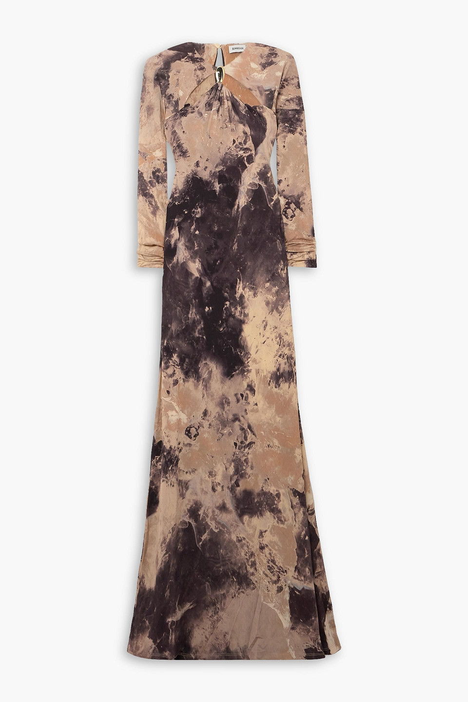 Simkhai Macadamia Rock Crystal Print Etta Gown In Neutral