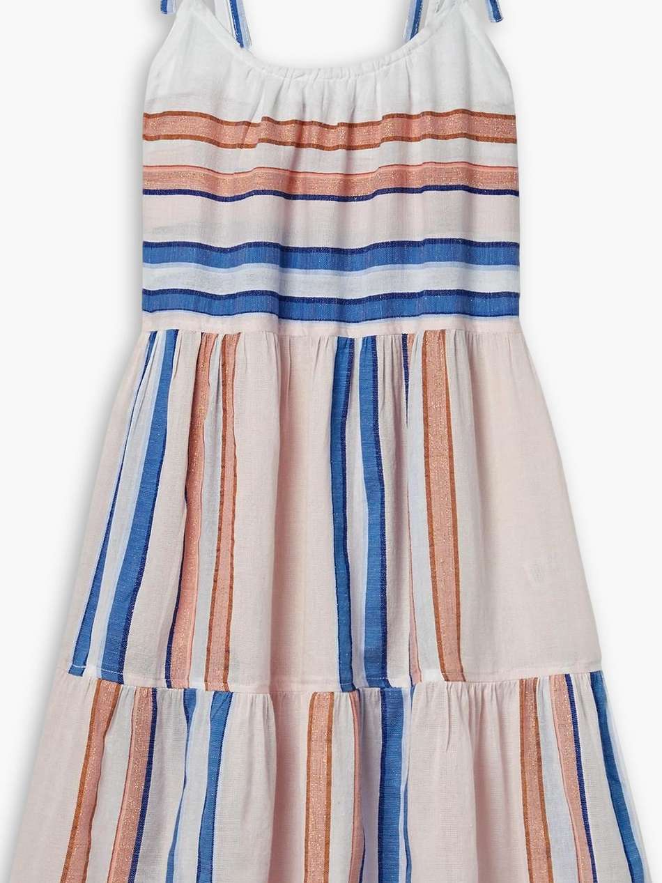 eskedar tiered striped cotton-blend gauze mini dress