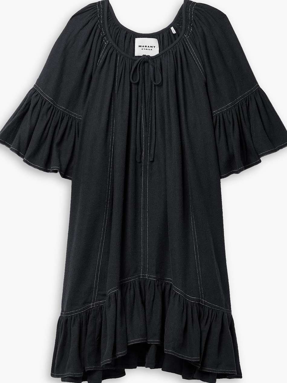 loane asymmetric ruffled silk-bourette mini dress