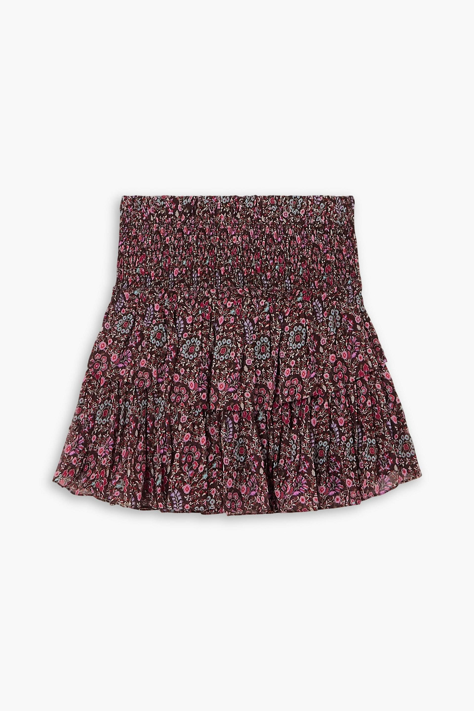 Isabel Marant Étoile Hilari Tiered Floral-print Crepe Mini Skirt In Magenta