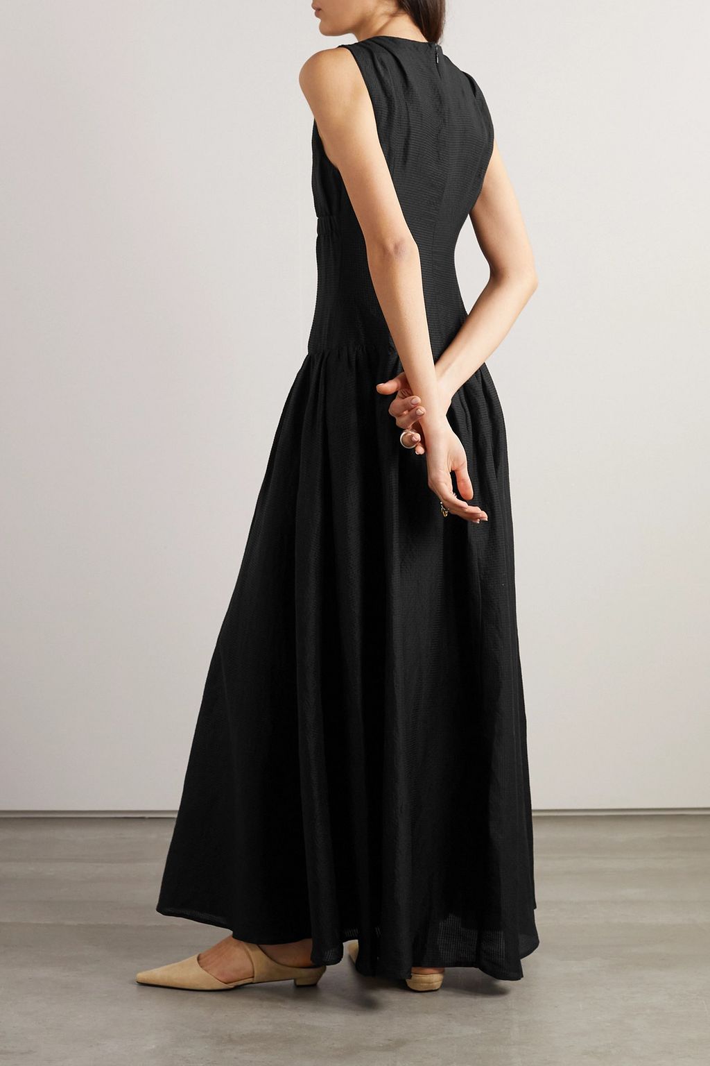 JOSLIN Loren cutout linen and silk-blend maxi dress