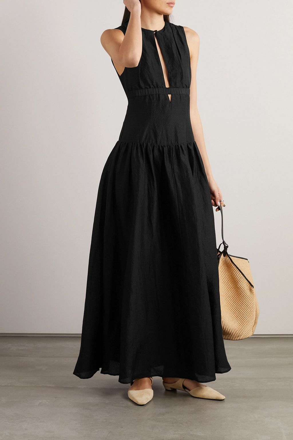 JOSLIN Loren cutout linen and silk-blend maxi dress