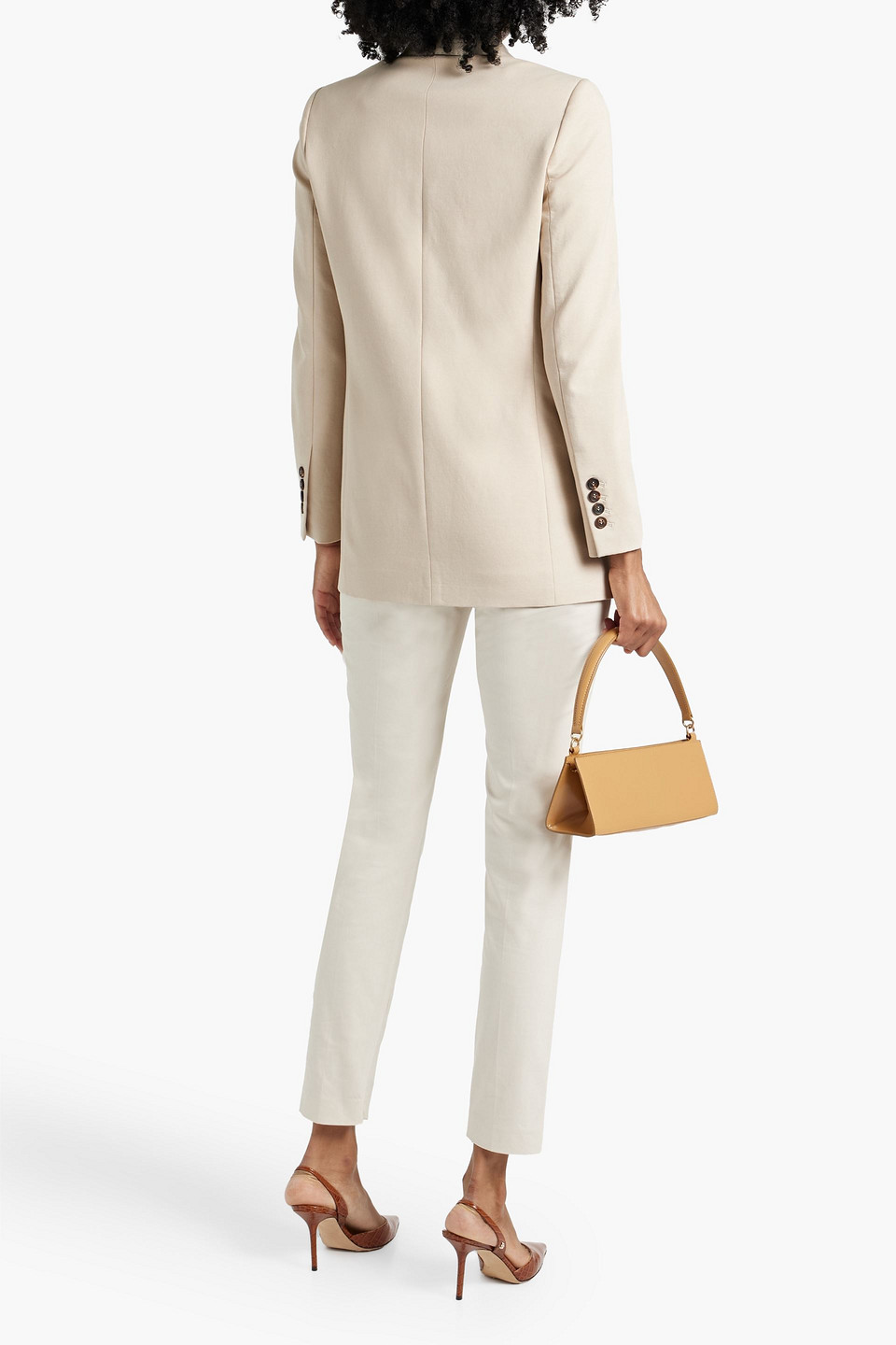 Brunello Cucinelli Bead-embellished Cotton-blend Blazer In Beige