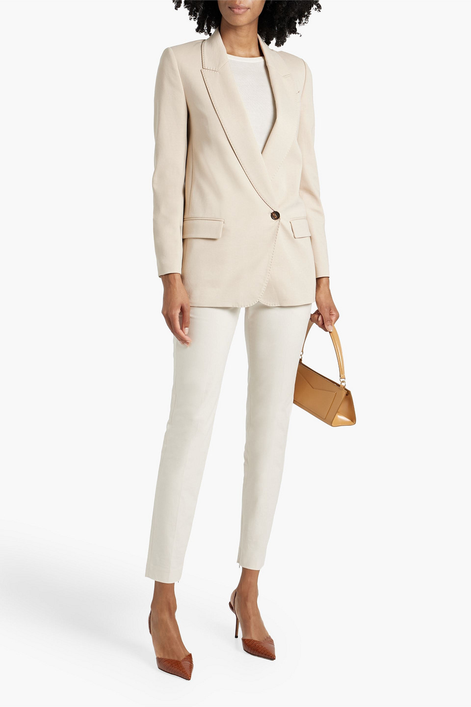 Brunello Cucinelli Bead-embellished Cotton-blend Blazer In Beige