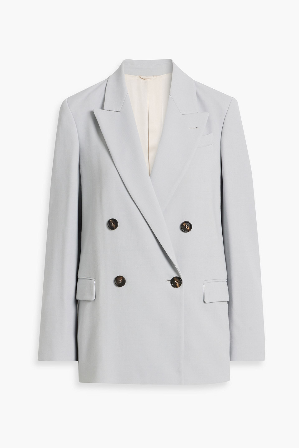 Brunello Cucinelli Double-breasted Twill Blazer In Light Gray