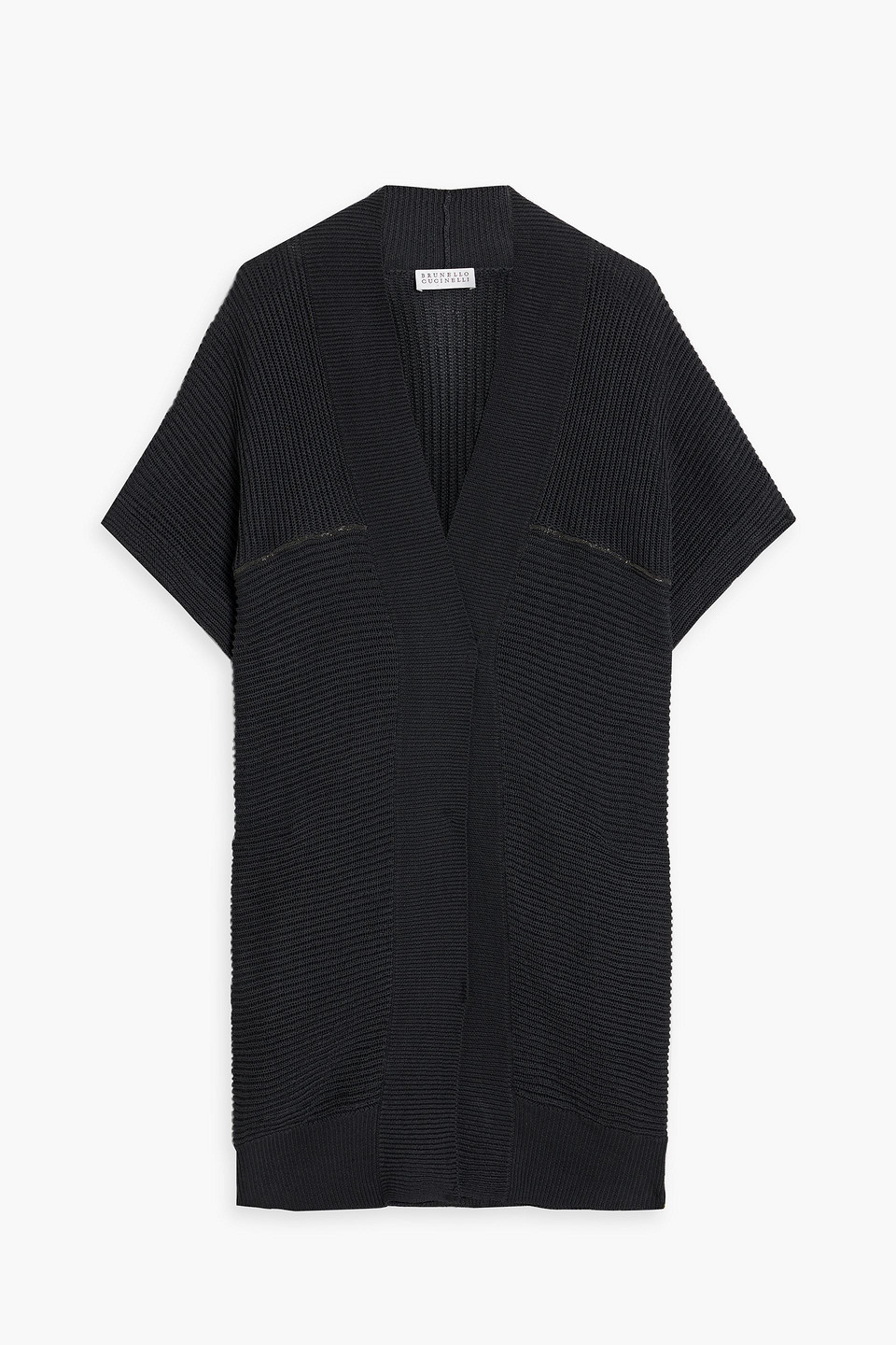 Brunello Cucinelli Ribbed Cotton Cardigan In Charcoal