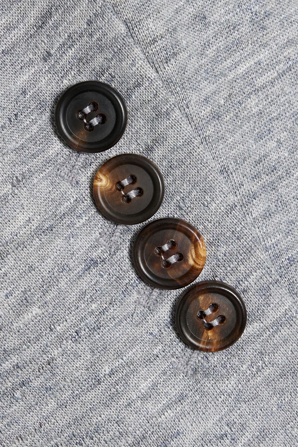 BRUNELLO CUCINELLI Double-breasted mélange linen and silk-blend blazer