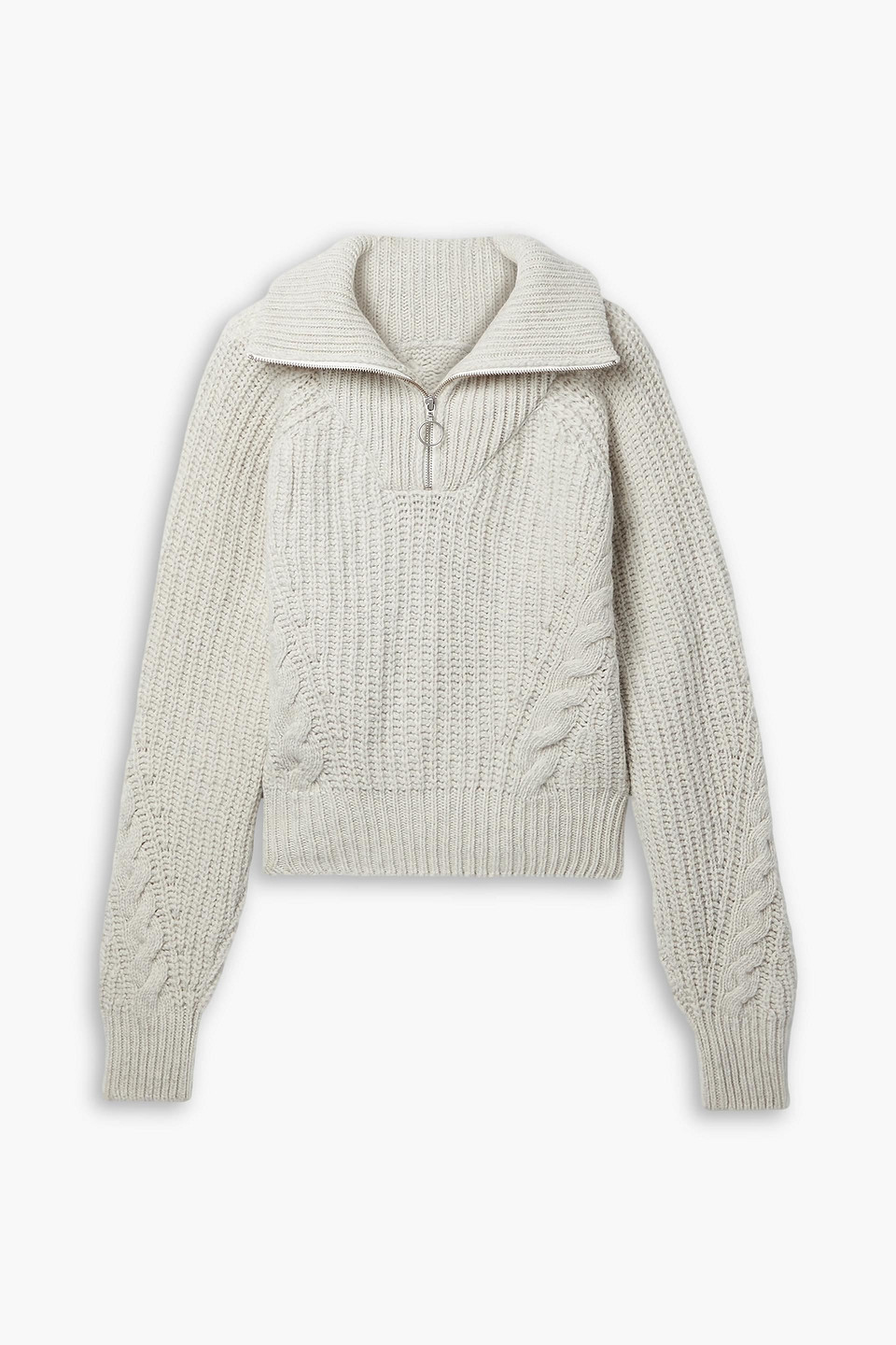 Cordova Molina Cable-knit Merino Wool Half-zip Jumper In Light Grey