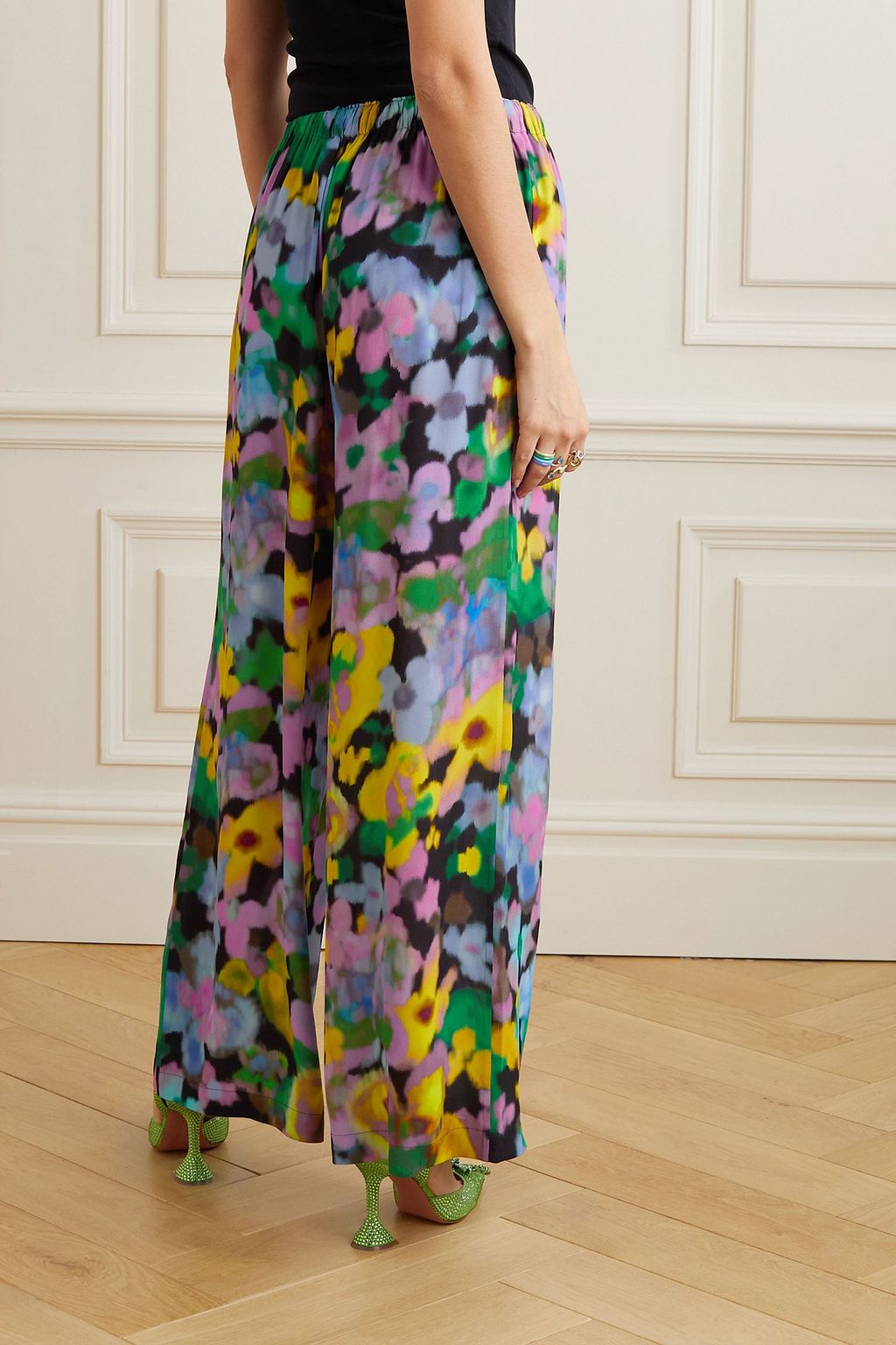 AZ FACTORY Printed crepe wide-leg pants