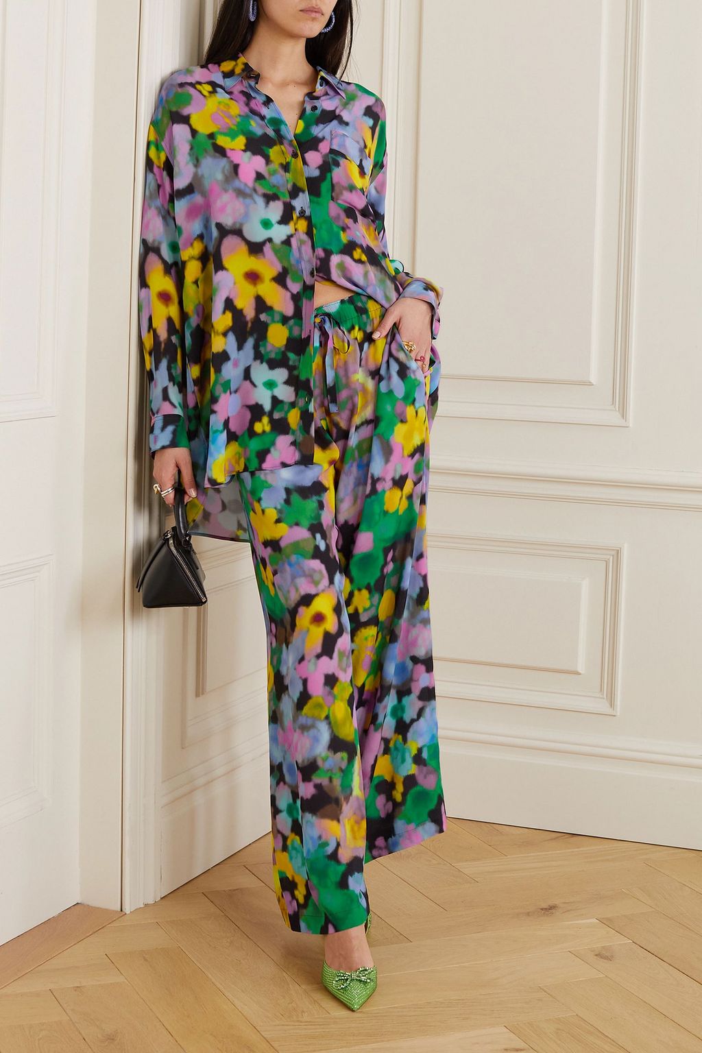 AZ FACTORY Printed crepe wide-leg pants