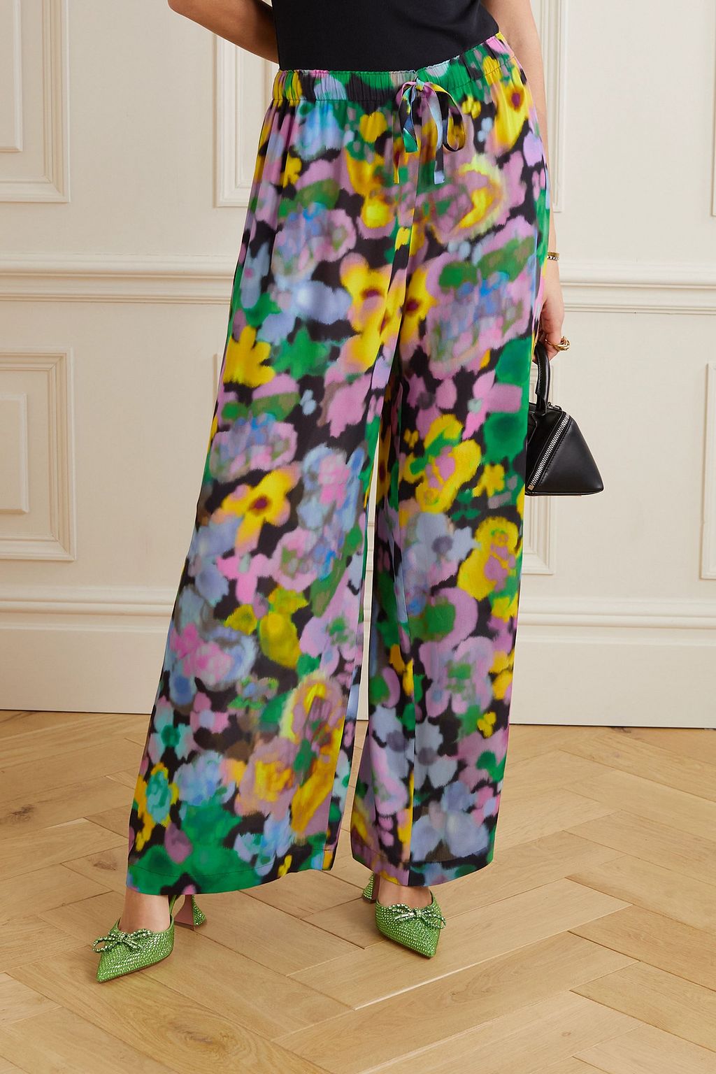 AZ FACTORY Printed crepe wide-leg pants