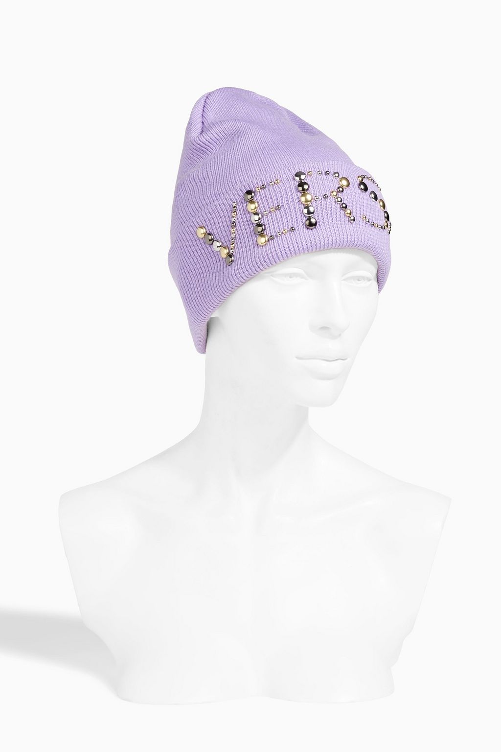 VERSACE Beanie aus gerippter Wolle mit Nieten