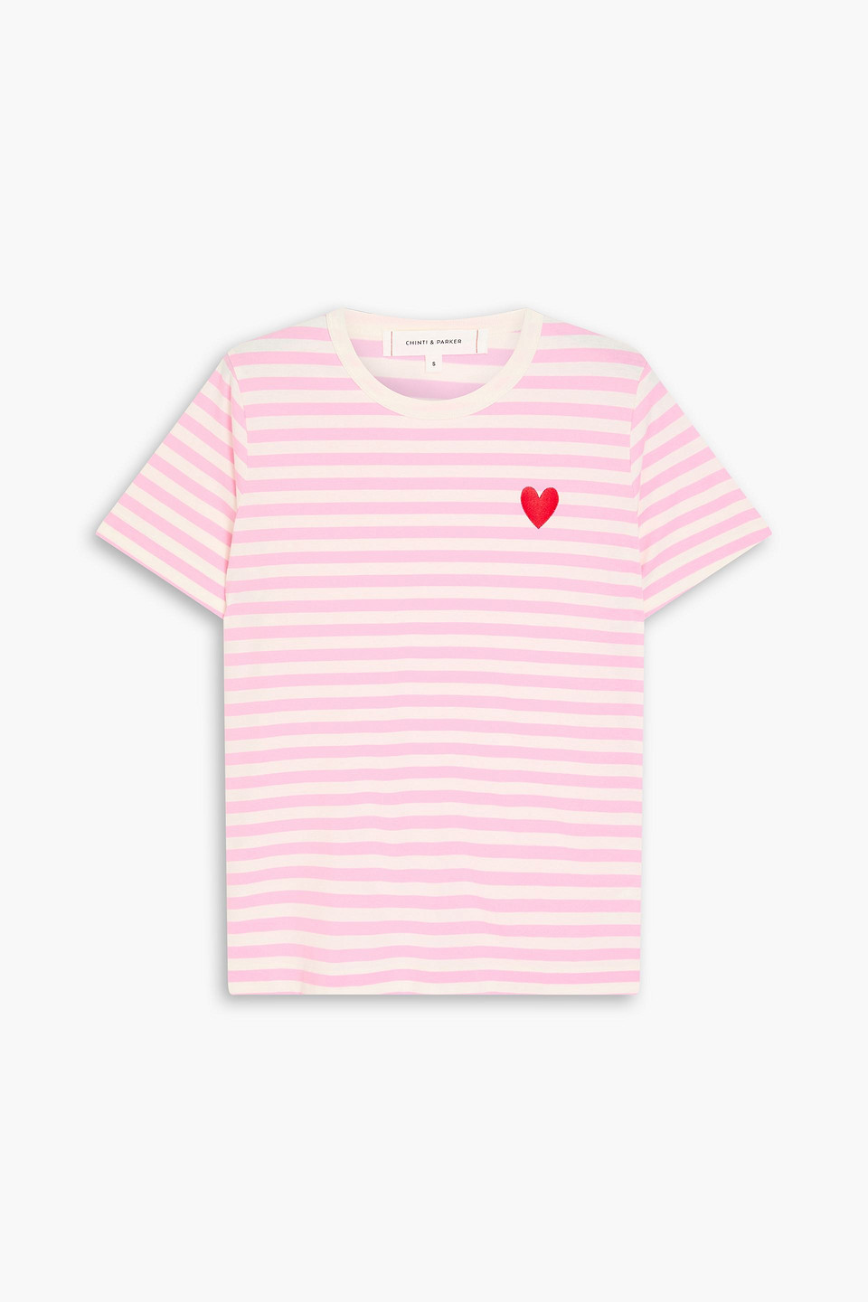 Chinti & Parker T-shirt Aus Baumwoll-jersey Mit Streifen Und Stickereien In Pink