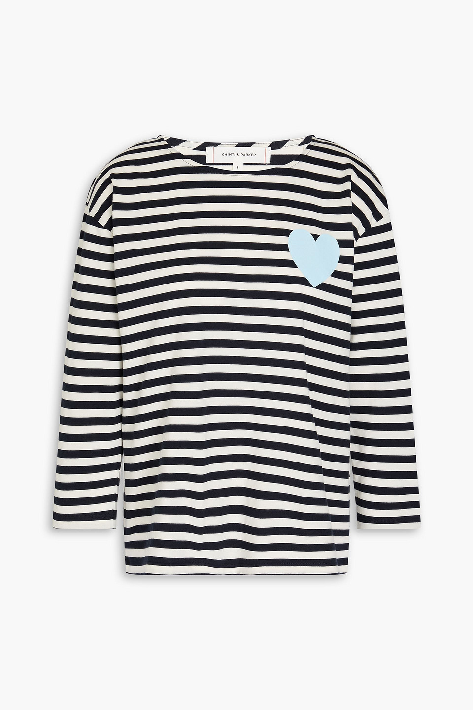 Embroidered striped cotton-jersey top