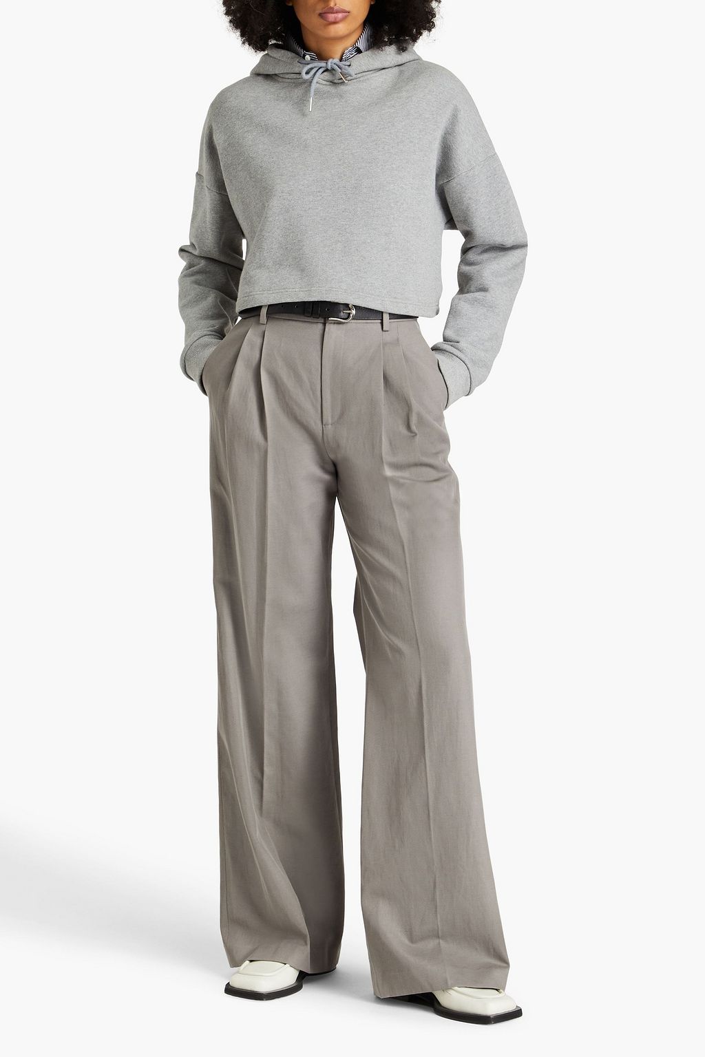 NILI LOTAN Flavie cotton and linen-blend twill wide-leg pants
