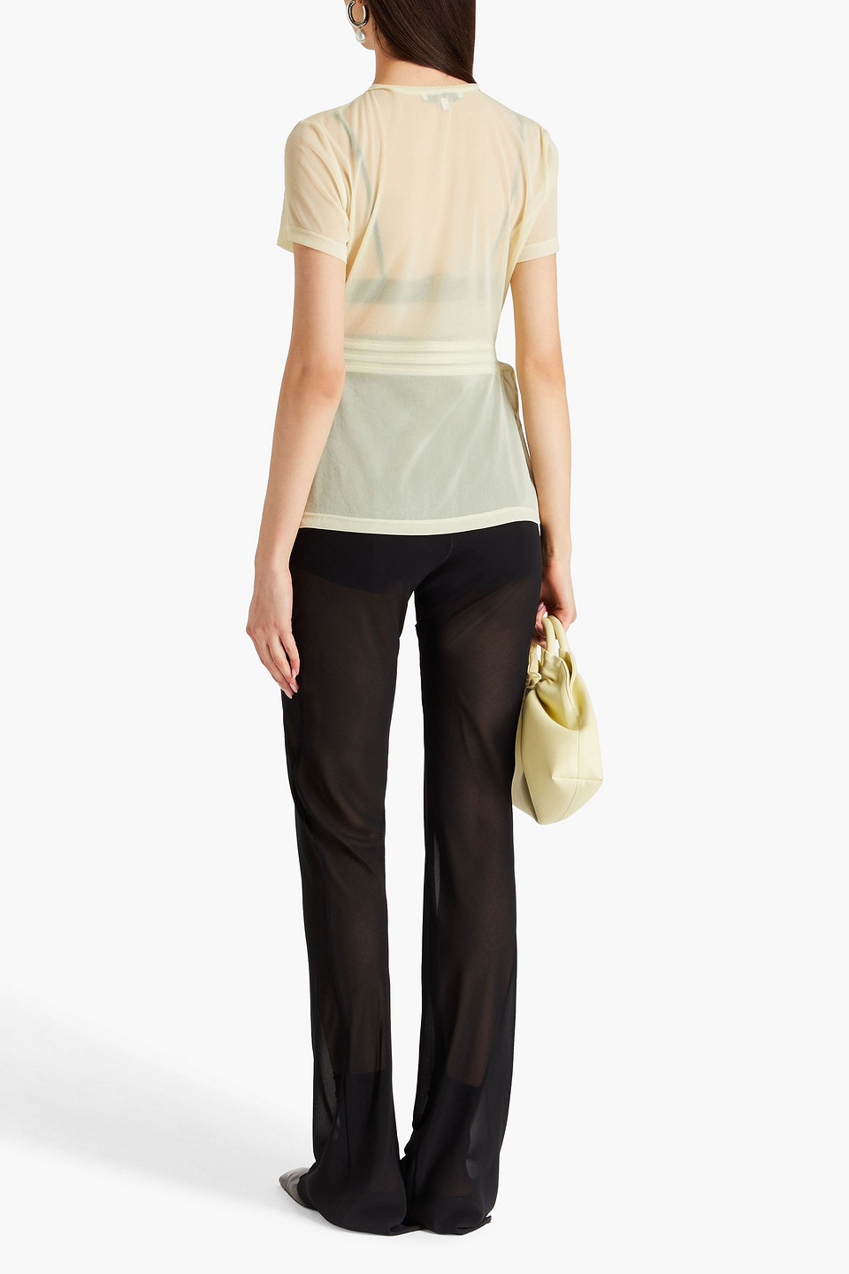  Tibi - T-shirt Aus Jersey Mit Falten - Gelb - Xxs 