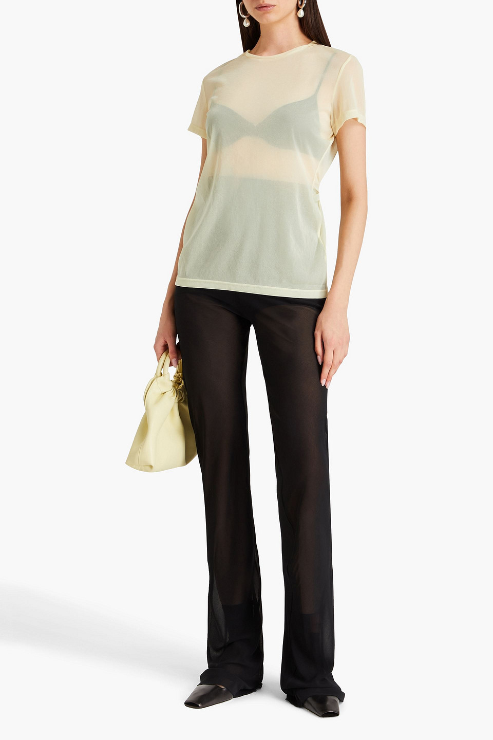  Tibi - T-shirt Aus Jersey Mit Falten - Gelb - Xxs 