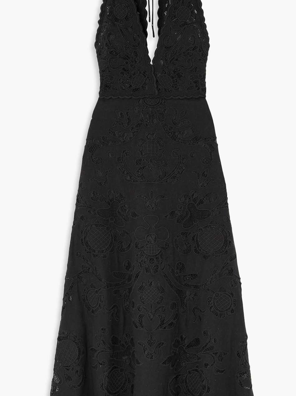 baylin lace-trimmed cotton and flax-blend midi dress