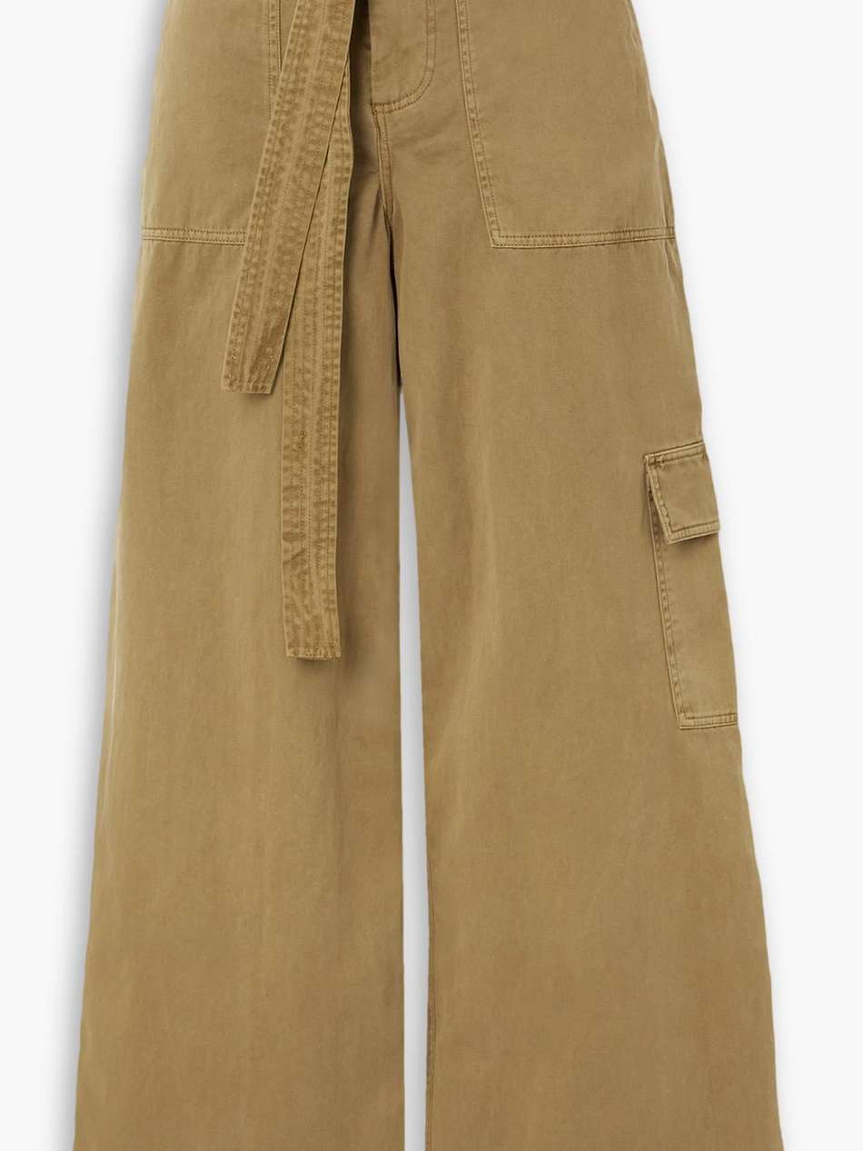 brayden belted cotton-twill wide-leg pants