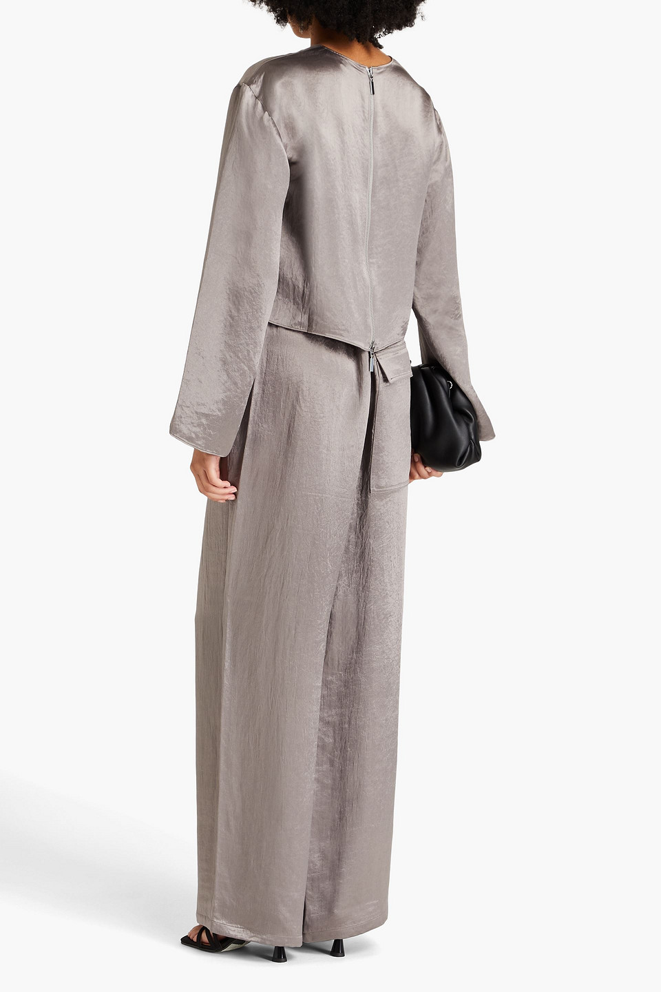 Tibi Satin-twill Top In Gray