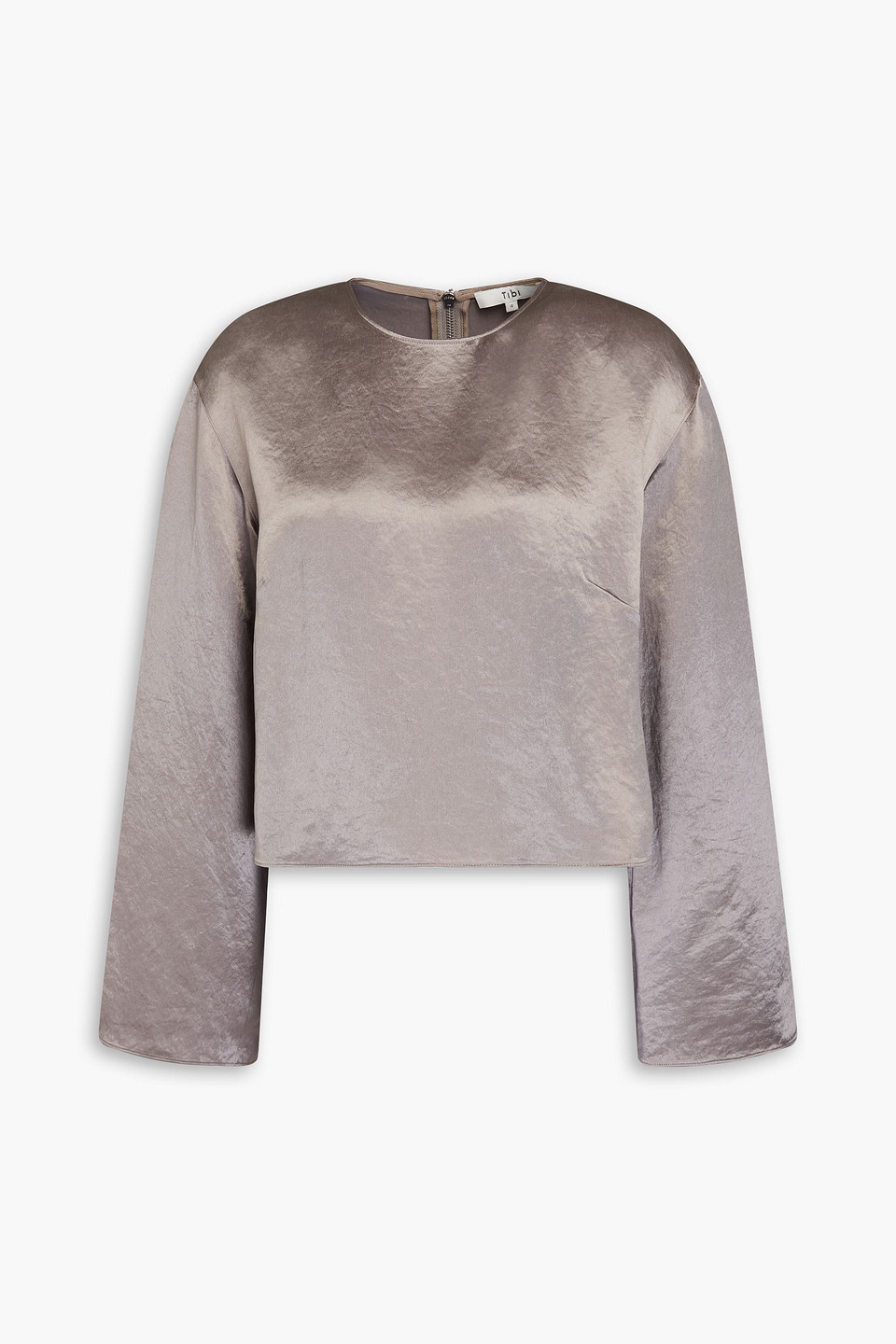 Tibi Satin-twill Top In Gray