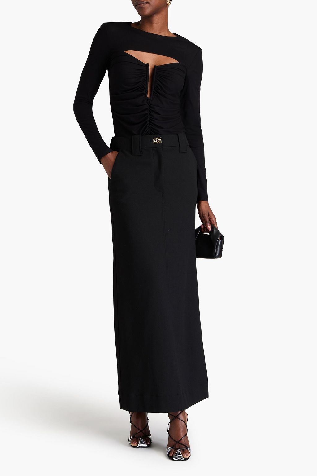 N°21 X WOLFORD + N°21 Bonnie ruched cutout stretch-modal bodysuit