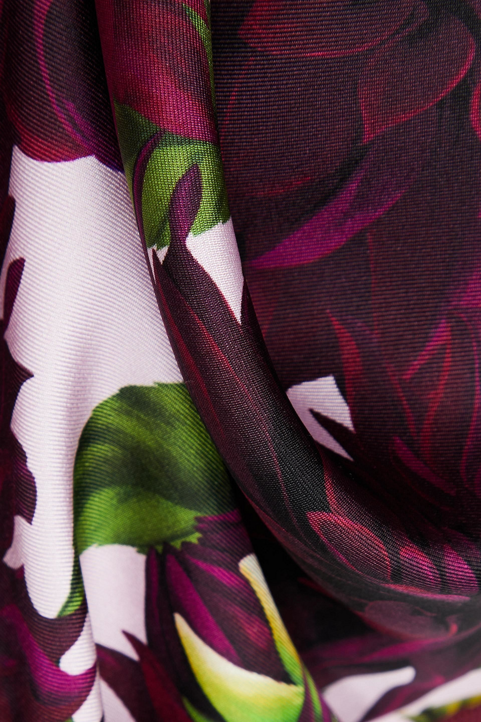 Oscar De La Renta Floral-print Silk-blend Twill Top In Burgundy