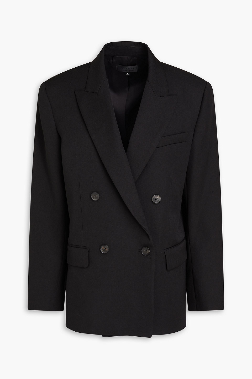 Nili Lotan Pimpton Double-breasted Grain De Poudre Wool Blazer In Black