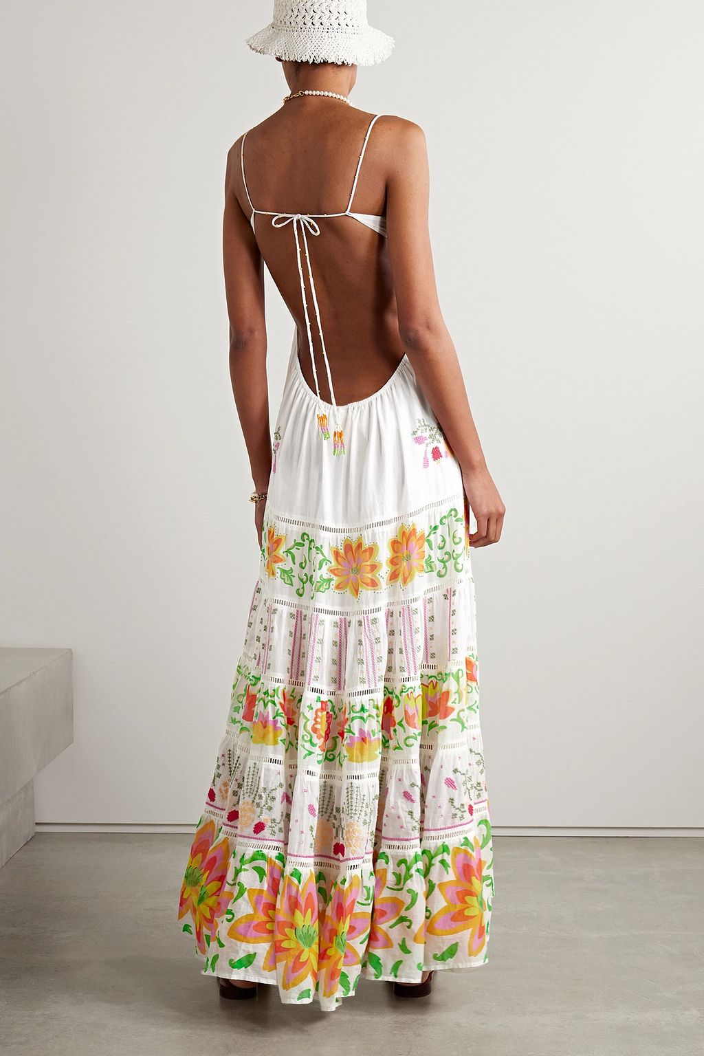 FARM RIO Maxikleid aus Baumwoll-Voile mit Blumenprint und Verzierungen
