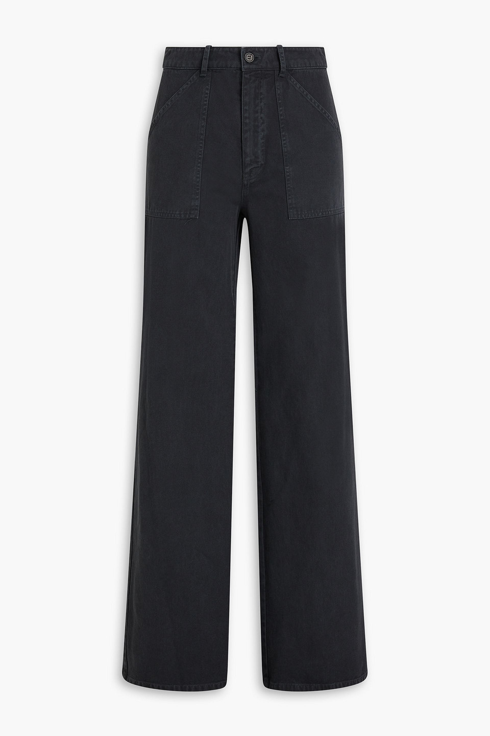 Nili Lotan Quentin Cotton-twill Wide-leg Pants In Charcoal