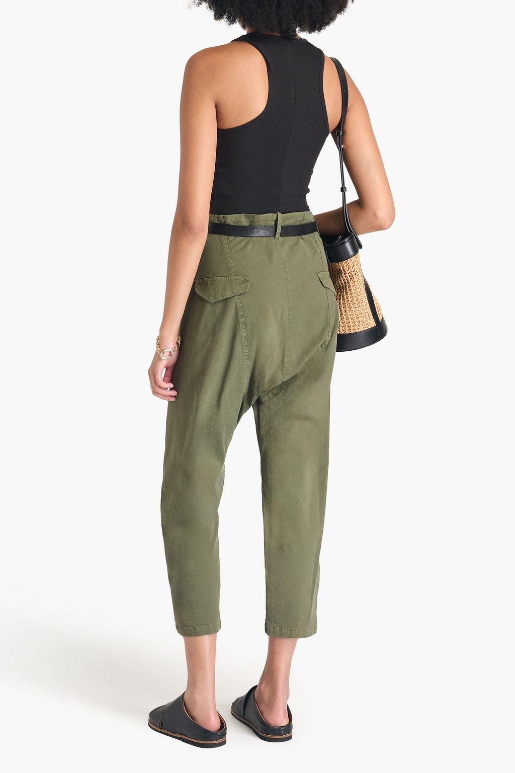 NILI LOTAN Paris cropped stretch-cotton twill tapered pants