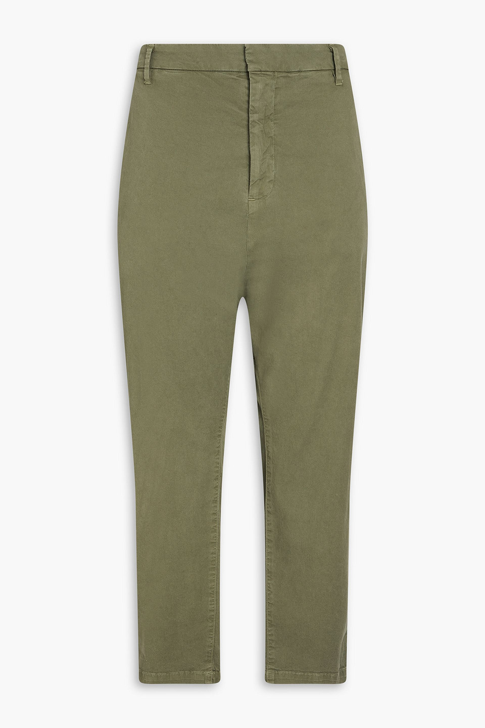 Nili Lotan Paris Cropped Stretch-cotton Twill Tapered Pants In Army Green