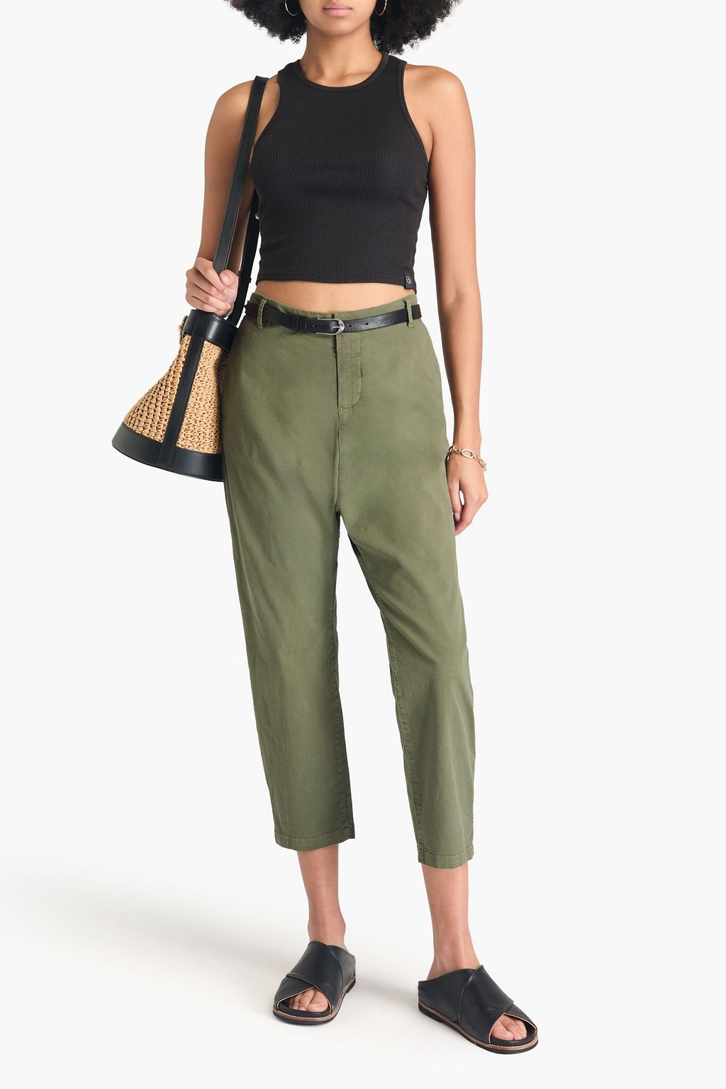NILI LOTAN Paris cropped stretch-cotton twill tapered pants