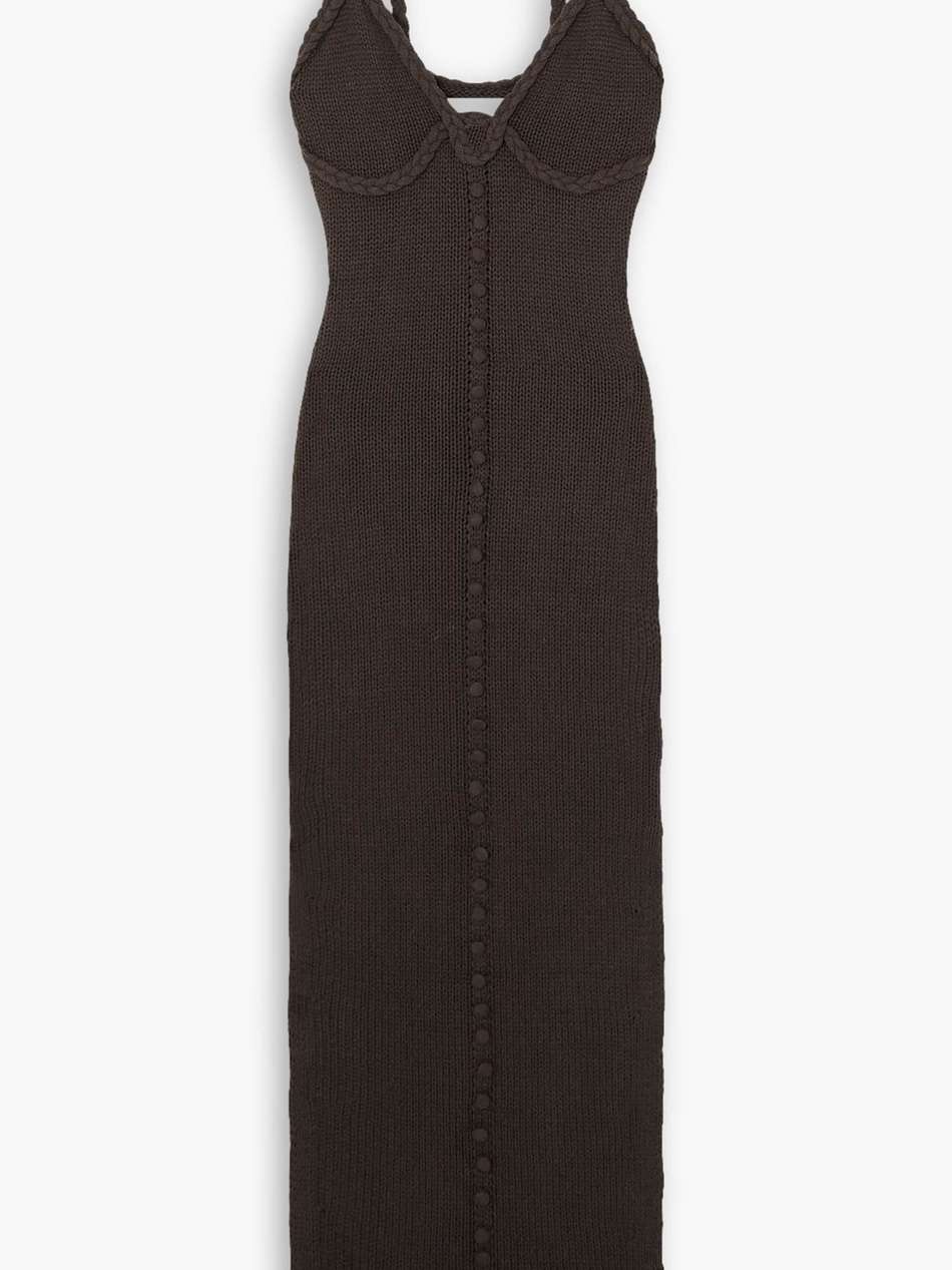 india braided cotton and cashmere-blend midi dress