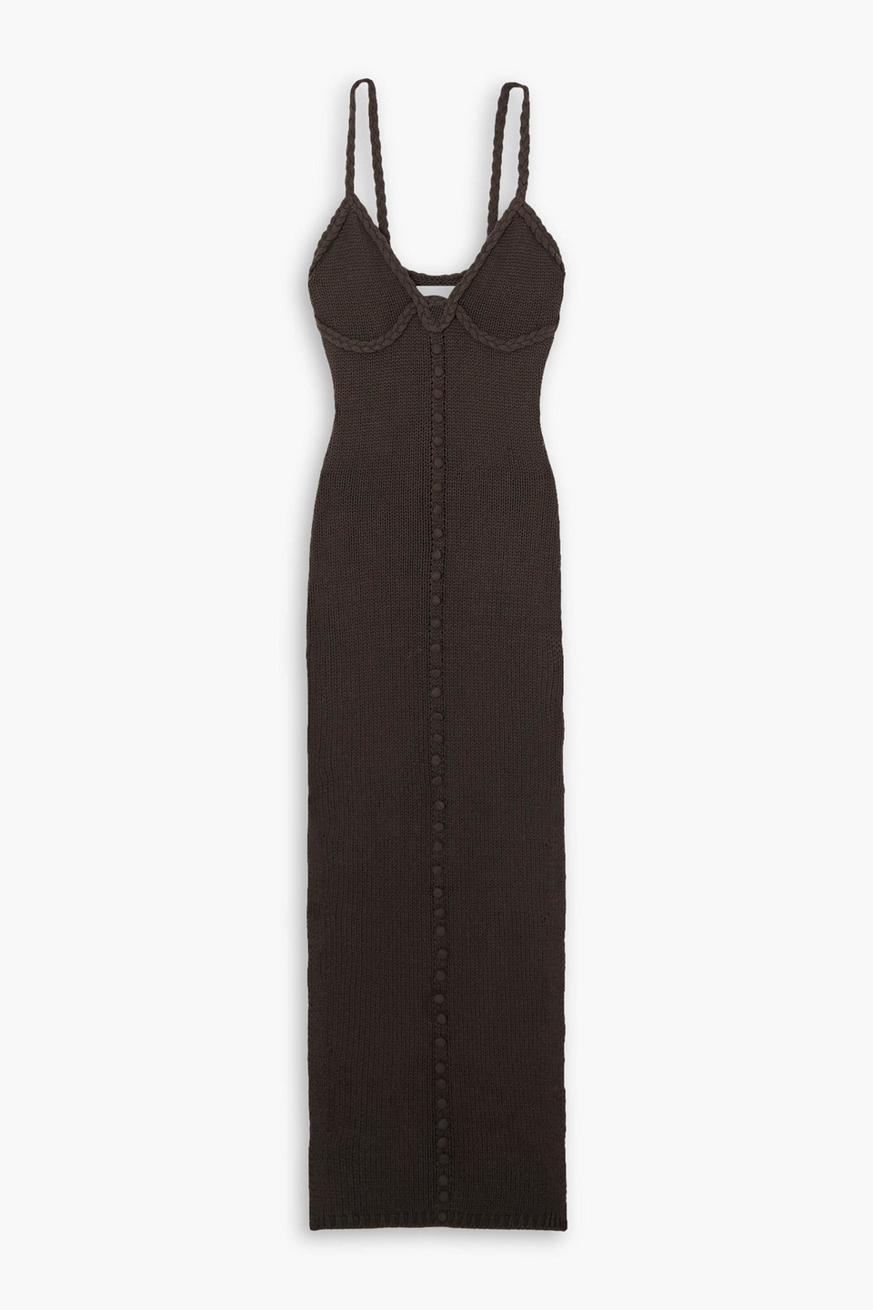 Joslin India Braided Cotton And Cashmere-blend Midi Dress In Chocolate