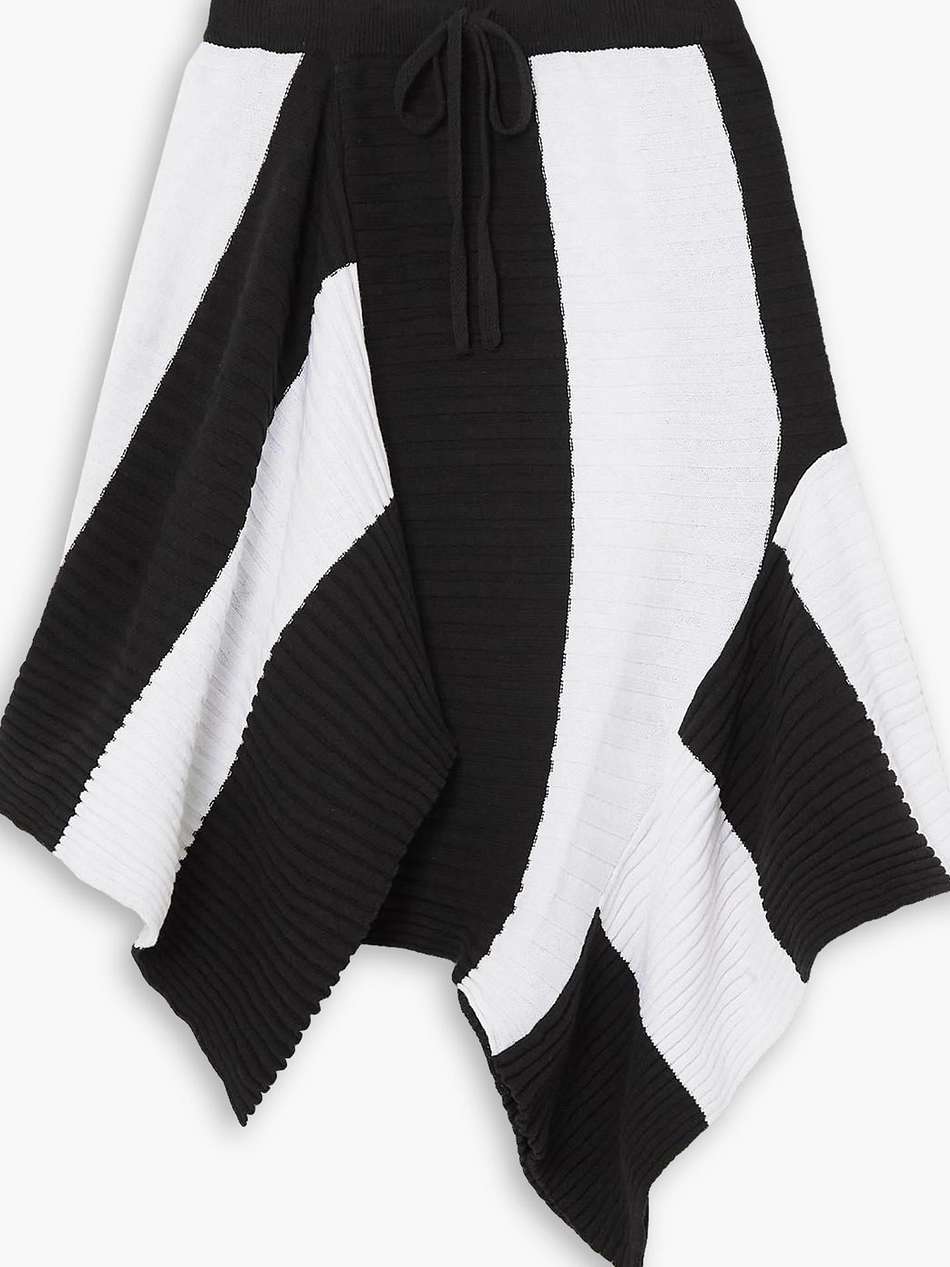 asymmetric striped ribbed cotton midi skirt