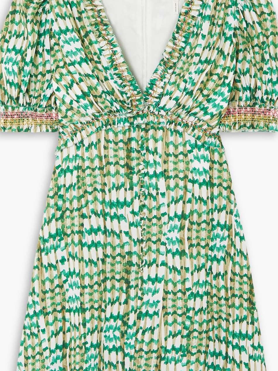 lea smocked printed ecovero™-blend crepe mini dress