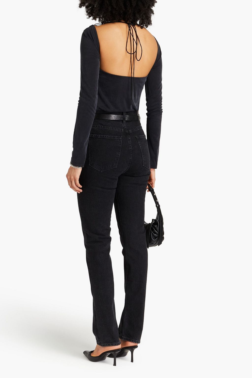 TIBI キュプラ混ジャージー トップス コンバーチブル ウォッシュ加工