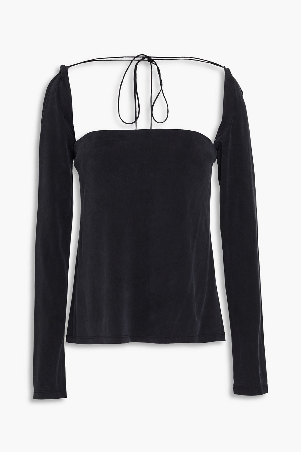 Tibi Convertible Washed Cupro-blend Jersey Top In Black