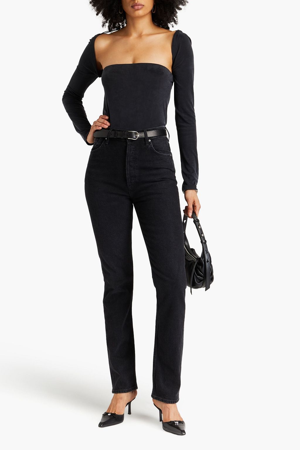TIBI キュプラ混ジャージー トップス コンバーチブル ウォッシュ加工