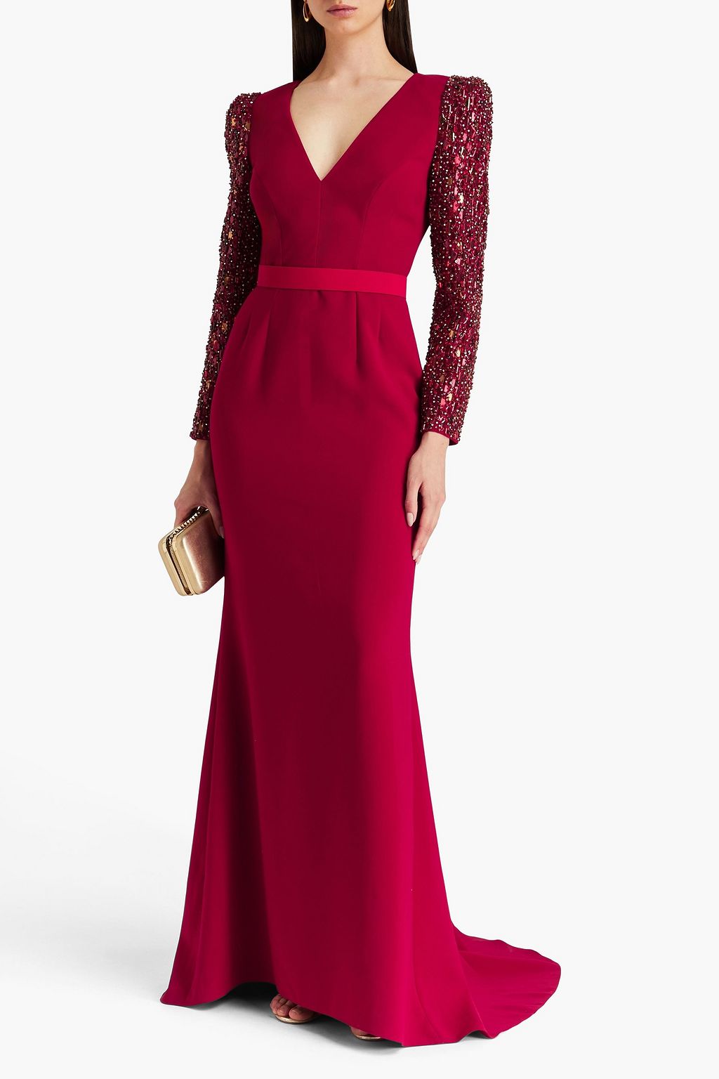 JENNY PACKHAM فستان سهرة من قماش كادي المطاط مزركش