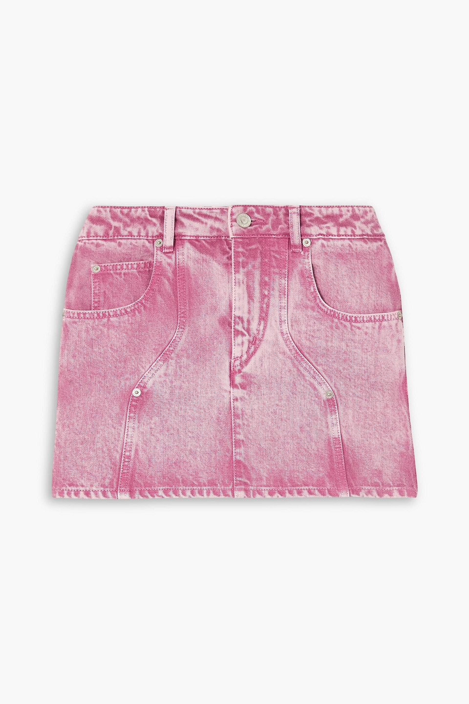 Isabel Marant Étoile Vesna Bleached Denim Mini Skirt In Pink