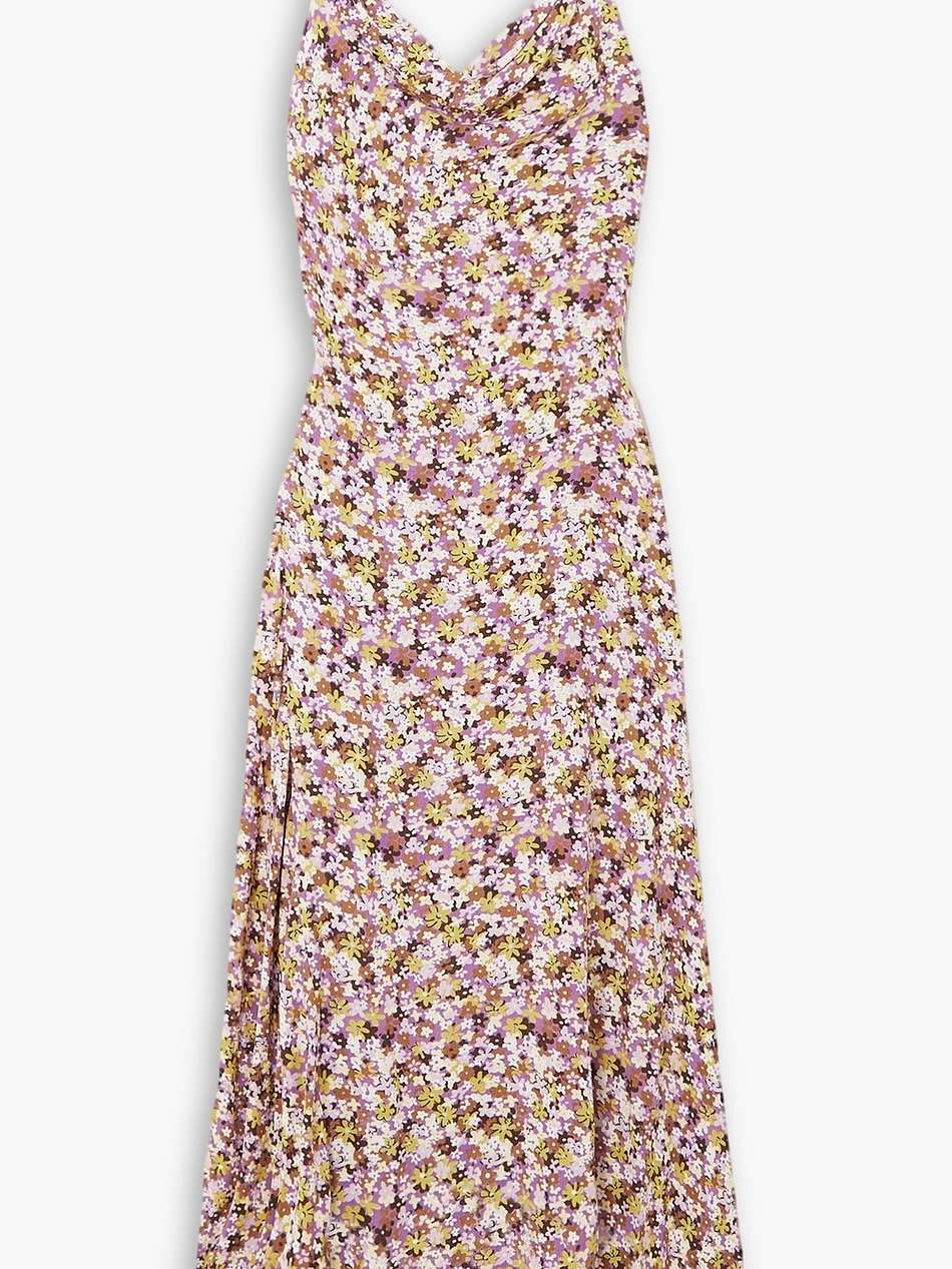 lusia draped floral-print lenzing™ ecovero™ crepe maxi dress