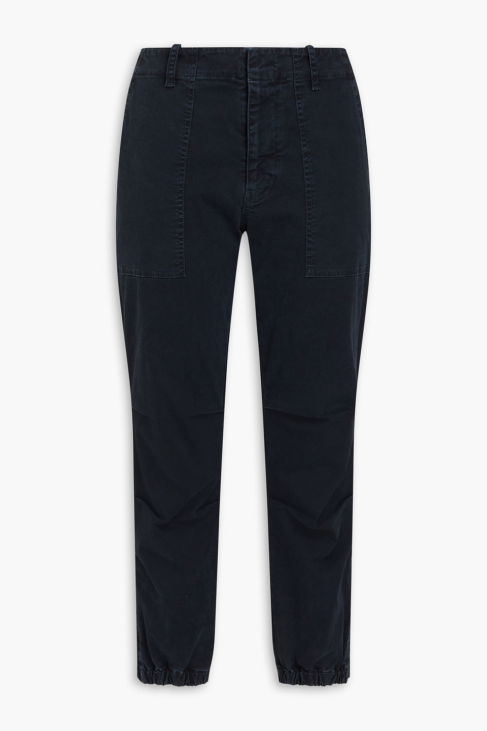 Nili Lotan Cropped Stretch-cotton Twill Tapered Pants In Midnight Blue