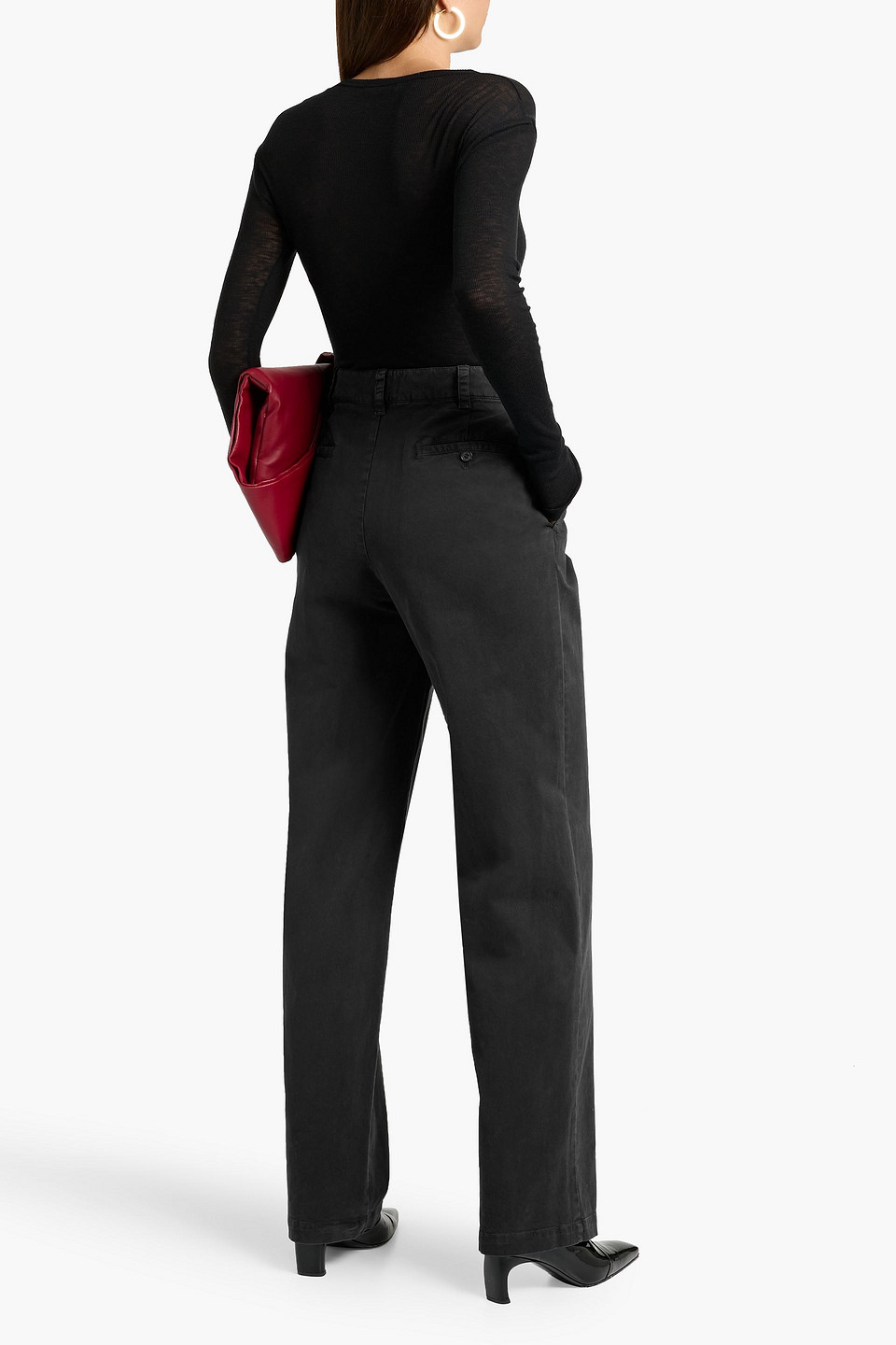 Nili Lotan Elliot Stretch-cotton Twill Straight-leg Pants In Black