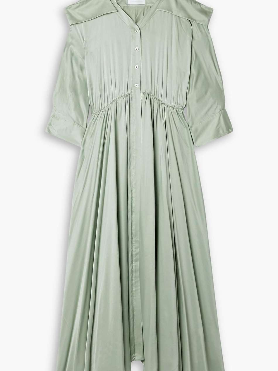 kiara cold-shoulder charmeuse maxi dress