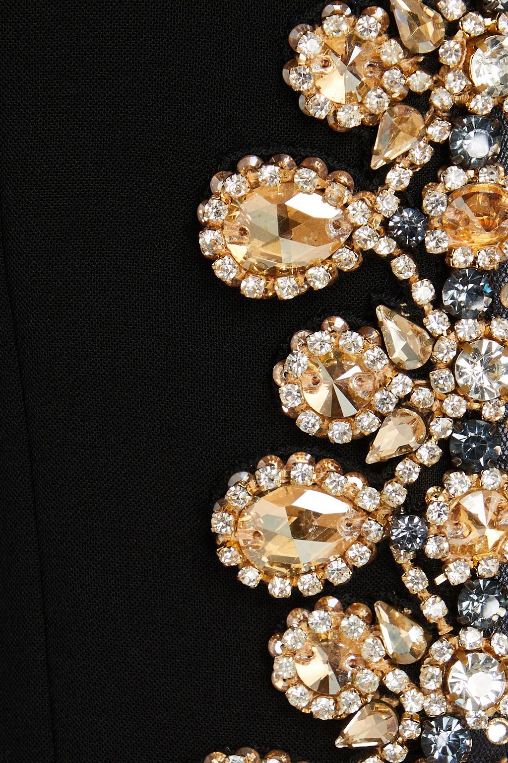 JENNY PACKHAM فستان متوسط الطول مصنوع من نسيج الكادي المطاط ومزين بالكريستال