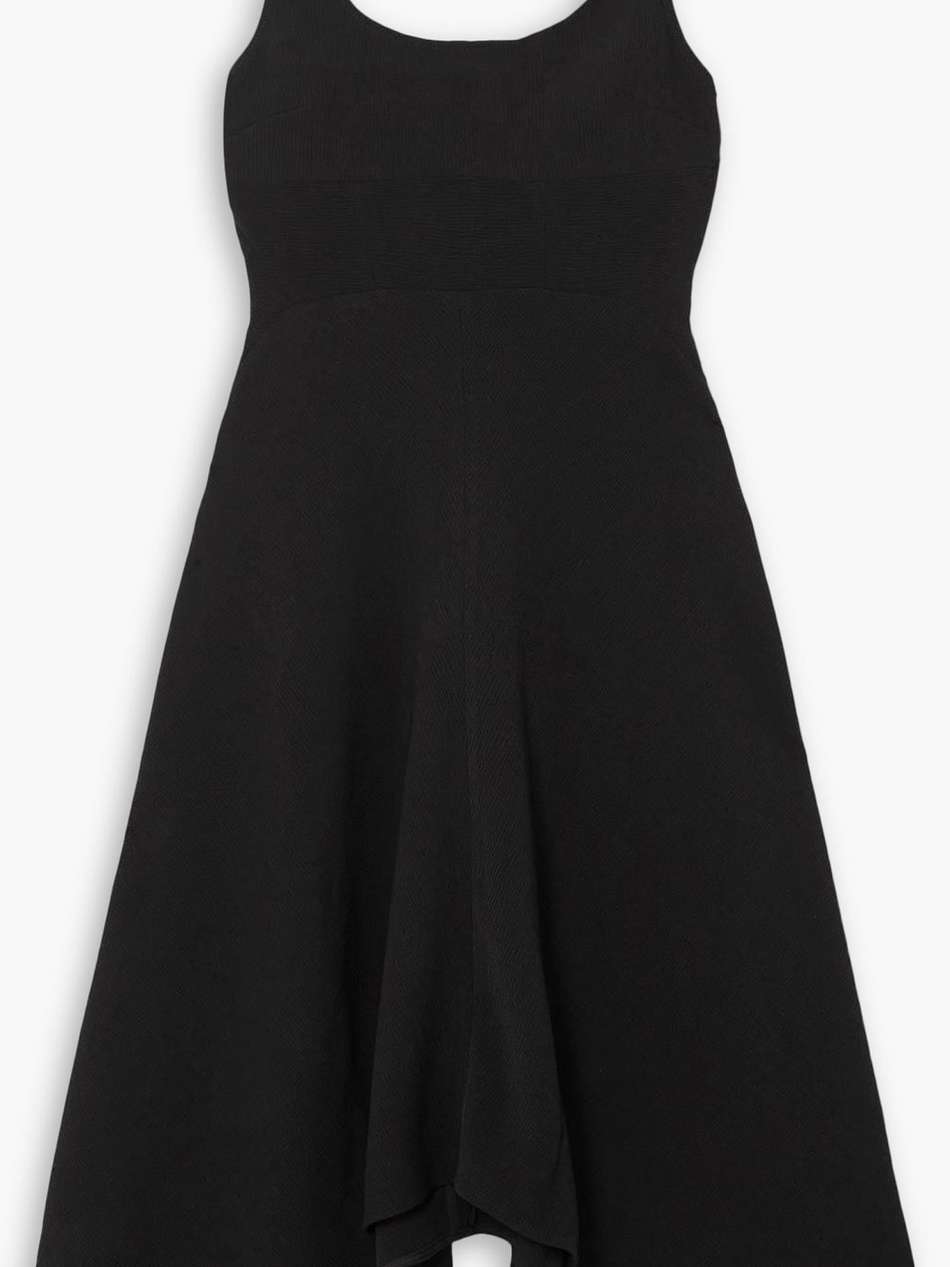 barre bustier asymmetric crepon midi dress